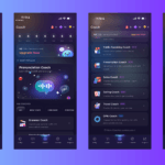 Four ELSA Speak app screens showing lessons and pronunciation scores