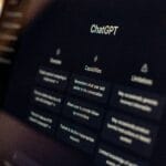 Close-up of the ChatGPT start screen showing its examples, capabilities and limitations